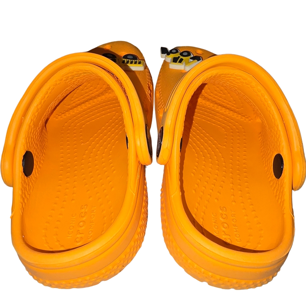 Toddler Orange Crocs with Construction Theme Size 7C - Picture 3 of 4